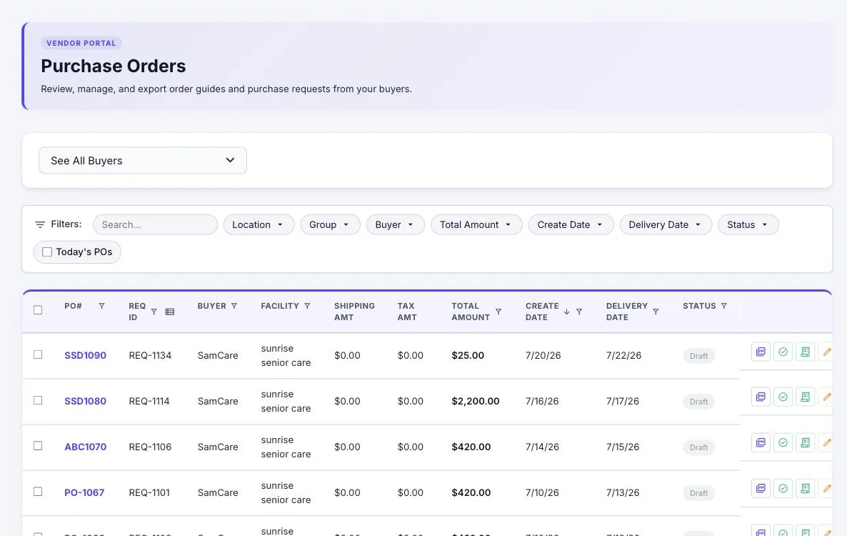 Orders from every connected buyer in one list