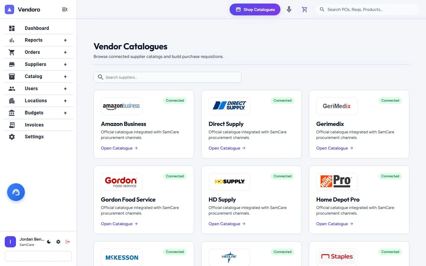 Every connected supplier’s catalogue in one place